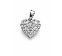 Generisch 925 Sterling Silber Herz Anhänger mit Zirkonia, 11x12mm, Weiß, Damen Schmuck