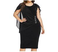 Generisch Abendkleid Damen Große Größen Chiffon Kleid Damen Sommer Knielang Festliche Kleider Für Mollige Party Abendkleider Elegant Für Hochzeit Silvester Kleid Frauen Asymmetrisch Cocktailkleid