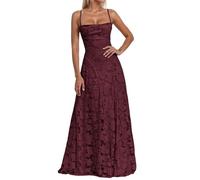Generisch Abendkleid Damen Lang, Brautjungfernkleider mit Floralem Jacquard, Lange Kleider für Hochzeit, Elegantes Spaghettiträger Ballkleid, Langes Kleid für Hochzeitsgast, Abschlusskleid Abiball