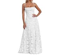 Generisch Abendkleid Damen Lang, Brautjungfernkleider mit Floralem Jacquard, Lange Kleider für Hochzeit, Elegantes Spaghettiträger Ballkleid, Langes Kleid für Hochzeitsgast, Abschlusskleid Abiball