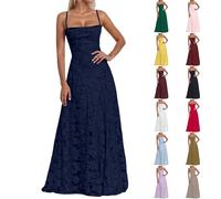 Generisch Abendkleid Damen Lang, Brautjungfernkleider mit Floralem Jacquard, Lange Kleider für Hochzeit, Elegantes Spaghettiträger Ballkleid, Langes Kleid für Hochzeitsgast, Abschlusskleid Abiball