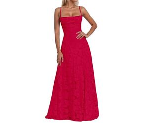 Generisch Abendkleid Damen Lang, Brautjungfernkleider mit Floralem Jacquard, Lange Kleider für Hochzeit, Elegantes Spaghettiträger Ballkleid, Langes Kleid für Hochzeitsgast, Abschlusskleid Abiball