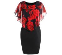 Generisch Abendkleider Elegant Für Hochzeit Curvy Große Größen Kleid Damen Sommer Knielang Festliche Kleider Für Mollige Blumen Abschlusskleider Elegante Cocktailkleid Frauen Hochzeitsgast Abendkleid