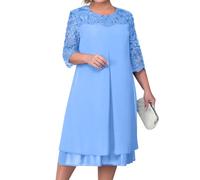 Generisch Abendkleider Elegant Für Hochzeit Große Größen Chiffon Kleid Hochzeitsgast Damen Festliche Kleider Damen Sommer Spitze Cocktailkleid Für Mollige Partykleid Frauen Midi Chiffonkleid