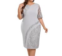 Generisch Abendkleider Elegant Für Hochzeit Große Größen Cocktailkleid Damen Hochzeitsgast Knielang Curvy Festliche Kleider Elegante Silvester Kleid Für Mollige Frauen Spitze Damenkleider Übergröße