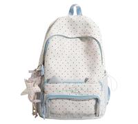 Generisch Aesthetic Backpack - Italian School Bag, Star Pendant Charm | Nylon PVC Construction, Large Capacity, Fits Laptop, Hiking Gym Travel, Kawaii Style, Lightweight 440g, Outdoor Gear