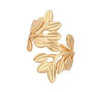 Generisch Allergiebeständige Blattgoldringe aus Edelstahl, verstellbare Größe, Schmuck, robustes, glänzendes Blatt für Glanz, leicht, verstellbar