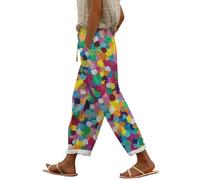 Generisch Angebote Damen Must Have 7/8 Hose Damen Sommer Leicht Capri Leinenhose Sommerhose Baumwolle Leinen Stoffhose Lockere Strandhose Freizeithose Angebot des Tages Blitzangebot