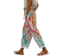 Generisch Angebote des Tages Heute Damen Angebote Klamotten 7/8 Hose Damen Sommer Leicht Capri Leinenhose Sommerhose Baumwolle Leinen Stoffhose Lockere Strandhose Freizeithose Sale Angebote Damen