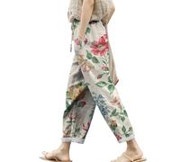 Generisch Angebote des Tages Heute Damen Leinenhose Damen 7/8 Sommerhosen Leicht Und Luftig Große Größen Lockere Hosen Lässige Bequeme Freizeithose Lang Strandhose Leinen Baumwoll Hose Must Haves