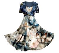 Generisch Angebote des Tages Heute Sale Damen Kleider Midi Kleider Damen Sommer Lässiges Slip-Urlaubskleid Für Damen Im Frühjahr/Mit Blumen-Kunstdruck Kleid Langarm Damen Festlich Cocktailkleid Sale