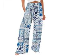 Generisch Angebote des Tages Heute Sale Outlet Shop Sale Weite Sommerhose Damen Leicht Und Luftig High Waist Strandhose Lang Freizeithose Sommer Palazzo Hose Bequem Stoffhose Must Haves