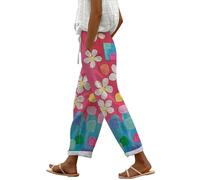 Generisch Angebote Tages Blitzangebote Must Haves Teenager 7/8 Hose Damen Sommer Leicht Capri Leinenhose Sommerhose Baumwolle Leinen Stoffhose Lockere Strandhose Freizeithose Warehouse Deals Angebote