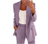 Generisch Anzug Damen Elegant 2 Teiler Damen Sommer Hosenanzug Langarm Business Anzug Set Zweiteiler Einfarbig Blazer Hose Festlich Lange Hosenanzüge Sportlich Slimfit Streetwear Frauen Freizeitanzug