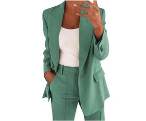 Generisch Anzug Damen Elegant 2 Teiler Damen Sommer Hosenanzug Langarm Business Anzug Set Zweiteiler Einfarbig Blazer Hose Festlich Lange Hosenanzüge Sportlich Slimfit Streetwear Frauen Freizeitanzug