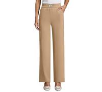 Generisch Anzughose Damen High Waist Hosen Leichtgewicht Elastisch Casual Bein Dehnbar Loungehose mit Taschen Elegante Palazzo Stoffhose Straight Leg Stoffhosen Haushose