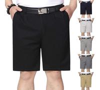 Generisch Anzughose Kurz Herren Freizeithose, Knitterfreie Bermuda Shorts Bügelfrei Business Herrenshort Straight Sommerhose für Büro und Freizeit Einfarbig Outdoorhose Freizeithose für Männer