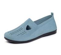 Generisch Atmungsaktive Strick-Slipper mit modischer runder Zehenpartie Bequeme Freizeitschuhe für Damen im Alltag (Sky Blue, 36)