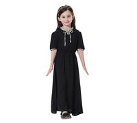 Generisch Baby Mädchen Gebetskleidung Langarm Kleider Elegantes Maxikleid mit Langen Ärmeln für Teenager-Mädchen - lässiges Partykleid bequemes Alltagsoutfit Black 10-11 Jahre