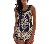 Generisch Badeanzug Bauchweg Damen, Zweiteilige Badeanzüge Für Damen Sportliches Tankini Oberteil Mit Boy Shorts Sport BH Badeanzug
