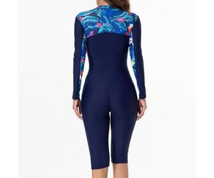 Generisch Badeanzug Frauen,LangäRmliger GanzköRper-Neoprenanzug FüR Damen Zum Surfen Tauchen Und Schnorcheln Lsf 50+ Sonnenschutz Stretch-Stoff ReißVerschluss Vorne