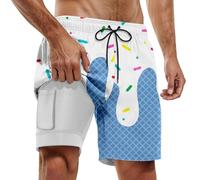 Generisch Badehosen FüR Herren,Herren-Boardshorts FüR Poolpartys Und StrandaktivitäTen Doppellagige Bademode Mit Schmelzendem Eisdruck Sommer FüR Stylische Jungs