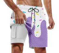 Generisch Badehosen FüR Herren,Herren-Boardshorts FüR Poolpartys Und StrandaktivitäTen Doppellagige Bademode Mit Schmelzendem Eisdruck Sommer FüR Stylische Jungs