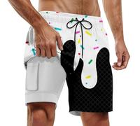 Generisch Badehosen FüR Herren,Herren-Boardshorts FüR Poolpartys Und StrandaktivitäTen Doppellagige Bademode Mit Schmelzendem Eisdruck Sommer FüR Stylische Jungs
