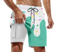 Generisch Badehosen FüR Herren,Herren-Boardshorts FüR Poolpartys Und StrandaktivitäTen Doppellagige Bademode Mit Schmelzendem Eisdruck Sommer FüR Stylische Jungs