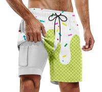 Generisch Badehosen FüR Herren,Herren-Boardshorts FüR Poolpartys Und StrandaktivitäTen Doppellagige Bademode Mit Schmelzendem Eisdruck Sommer FüR Stylische Jungs