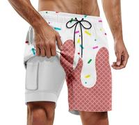 Generisch Badehosen FüR Herren,Herren-Boardshorts FüR Poolpartys Und StrandaktivitäTen Doppellagige Bademode Mit Schmelzendem Eisdruck Sommer FüR Stylische Jungs