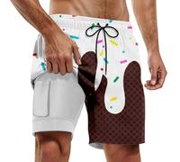 Generisch Badehosen FüR Herren,Herren-Boardshorts FüR Poolpartys Und StrandaktivitäTen Doppellagige Bademode Mit Schmelzendem Eisdruck Sommer FüR Stylische Jungs