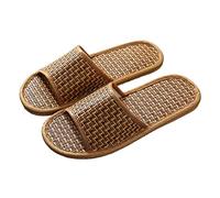 Generisch Badeschuhe Damen Herren Badeschlappen Badelatschen Strandschuhe Indoor-Haus Anti-Rutsch Dusche Schuhe Flachs Bambus Stroh Rutschen Open-Toe Hausschuhe Sommerpantoffeln FüR Zuhause