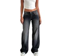 Generisch Baggy Jeans für Damen Hip Hop Lange Jeans Y2K Lose gerade Jean Hohe Taillenjeans Bootcut mit weitem Bein Baggy Boyfriend Denim Baggy Damen