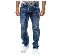Generisch Baggy Jeans Herren Mit Weitem Bein Frühling-Herbst Breite Cargo Jeans Jeanshose Straight Y2K Große Größen Baggy Hose Pants Vintage Coole 90S Baggy-Jeans Streetwear Blau 3XL