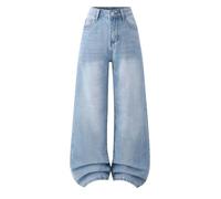 Generisch Baggy Jeans Mädchen, Hose Teenager Mädchen Baggy Jeans Freizeit Jeanshose Mit Taschen Jeans Lose Gerade Freizeitjeans Hip Hop Lange Hose Stretch Comfort Cargo Freizeithose Baggy Pants Y2k