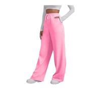 Generisch Baggy Jogginghose, Joggoinghosen Damen - Weite Sporthosen Lang Hosen Baggy Jogginghose High Waist Freizeithosen Sweathose Mit Taschen, Rosa, S