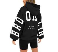 Generisch Basic Kapuzenpullover Damen Oversized Hoodie Casual Langarm Pullover Sweatshirt mit Kapuze,Grobstrickpullover Damen,Retro-Mode