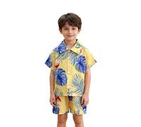 Generisch Bekleidungssets Für Jungen - Sommerliches Strandoutfit Für Jungen Kurzarmhemd Shorts Mit Tropischem Blumenmuster Lässiges Locker Geschnittenes Zweiteiler Set Für
