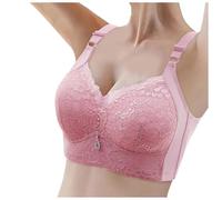 Generisch Bequemer, ungepolsterter Spitzen-Unterwäsche-BH für Damen in Übergröße, verstellbar, atmungsaktiv (Light Purple, 44)