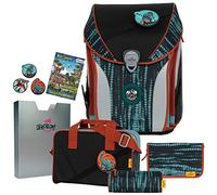 Generisch BIG REX - Dinosaurier - DerDieDas ErgoFlex MAX Buttons Schulranzen-Set 6tlg. - HAUSAUFGABENHEFT GRATIS DAZU
