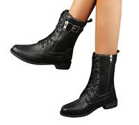 Generisch Biker Boots, Biker Boots Damen Western Cowboy Stiefeletten Mit Absatz Cowboystiefel Festival Bikerboots Leder Lederstiefel Chelsea Schlupfstiefel, Black, 37