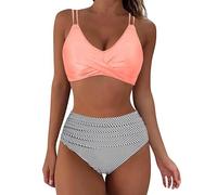 Generisch Bikini Damen Bikini Set Zweiteiliger Badeanzug Bikini mit Hotpants Träger Oberteil Bikinihose DurchbräUnender Bikini Bikinis FüR Damen Blau Boho Bikini Oberteil