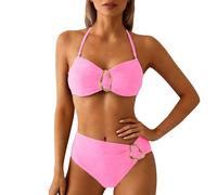 Generisch Bikini Damen Set Push Up,Badeanzug Sexy Bikini Ohne Bügel Bademode Summer Bikinis Badeanzüge Up Mode Schwimmanzug Sport Strandkleid Twist Front Zweiteiler high Waist Badebekleidung