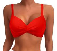 Generisch Bikini Oberteil Push Up Bikinioberteile Bandeau für Damen Schwarz Bikini Top BH Sexy Brazilian Bikini mit Knoten Abnehmbaren Pads Bademoden Triangel mit bügel (RD2#3, XXL)