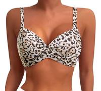 Generisch Bikini Oberteil Push Up Bikinioberteile Bandeau für Damen Schwarz Bikini Top BH Sexy Brazilian Bikini mit Knoten Abnehmbaren Pads Bademoden Triangel mit bügel (Coffee #1, S)