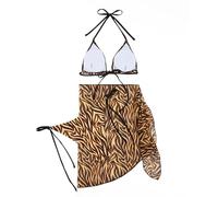 Generisch Bikini Set, Badeanzug Damen, Stilvoller Bikini Mit Transparentem Netzrock Als Strandkleid Dreiteiliges Badeanzug Outfit FüR Den Strand
