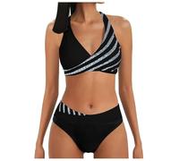 Generisch Bikini sexy Damen Push Up Bikini Damen Set Bikinis Für Rot Weiss Oberteil Kleine Brüste Bauchweg Sportlich Triangel Triangle Sexy Einzeln Bikini-Sets Mollige Schwarz L