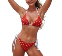 Generisch Bikinis FüR Damen,Zweiteiliger Badeanzug Bikini-Triangel-Oberteil Mit Verstellbaren DüNnen TräGern Passendem Tankini-HöSchen
