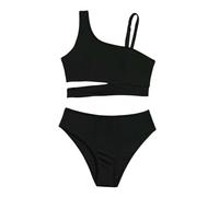 Generisch Bikinis FüR Teenager,MäDchen Zweiteiliger Badeanzug Einfarbiger Tankini-Bikini Sommerbademode FüR Strand Und Freizeit